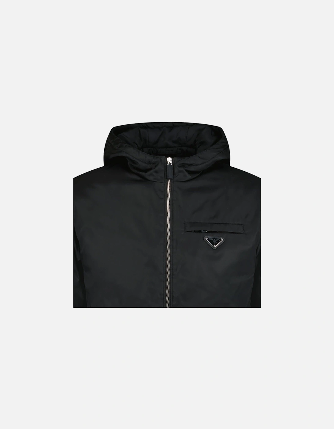 Triangle Padded Zip Re-Nylon Hooded Coat Black