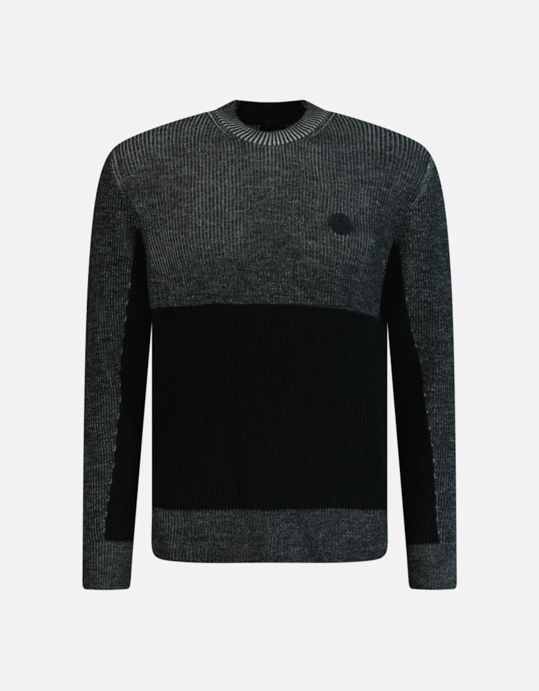 Wool Jumper with Black Logo Grey