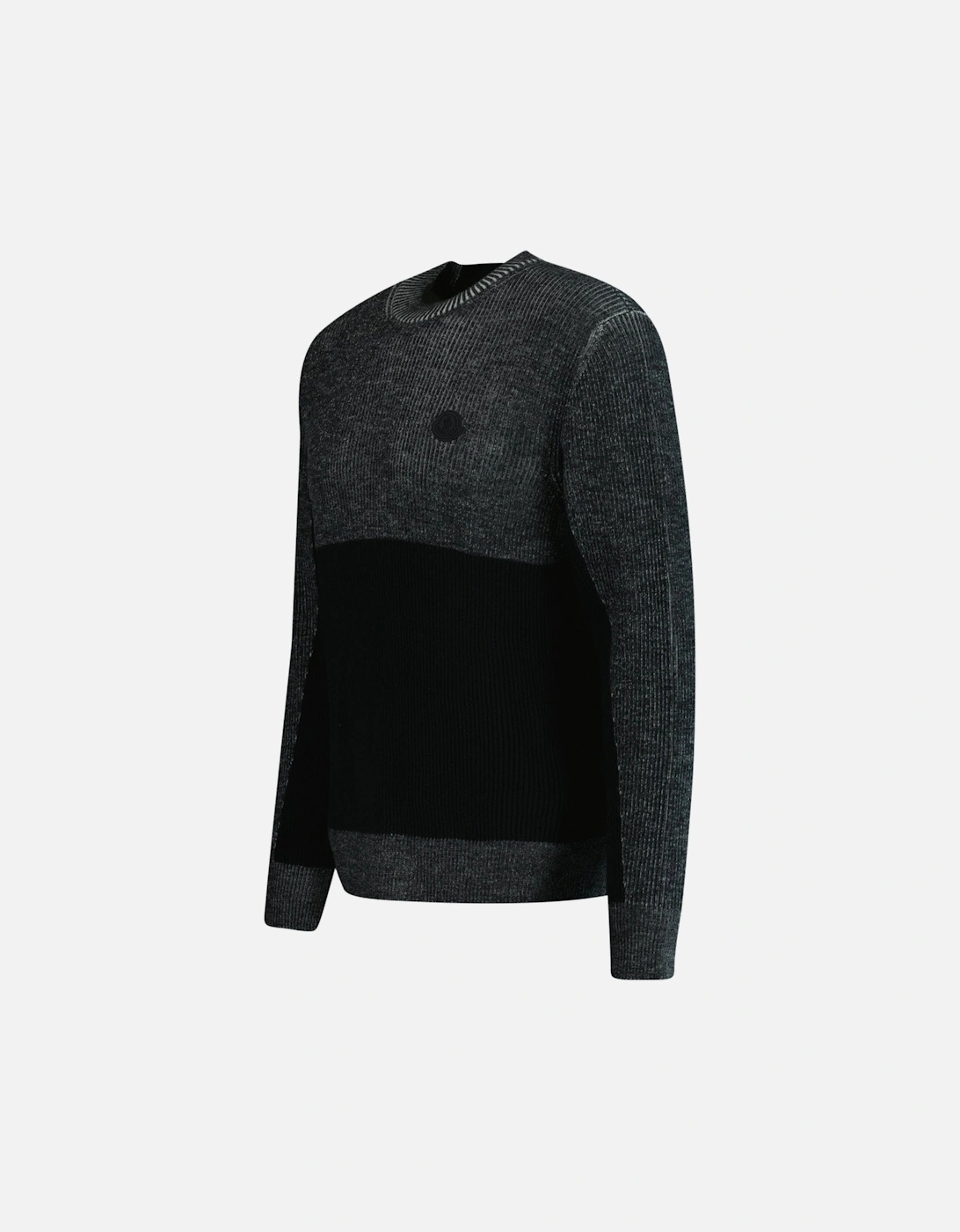 Wool Jumper with Black Logo Grey
