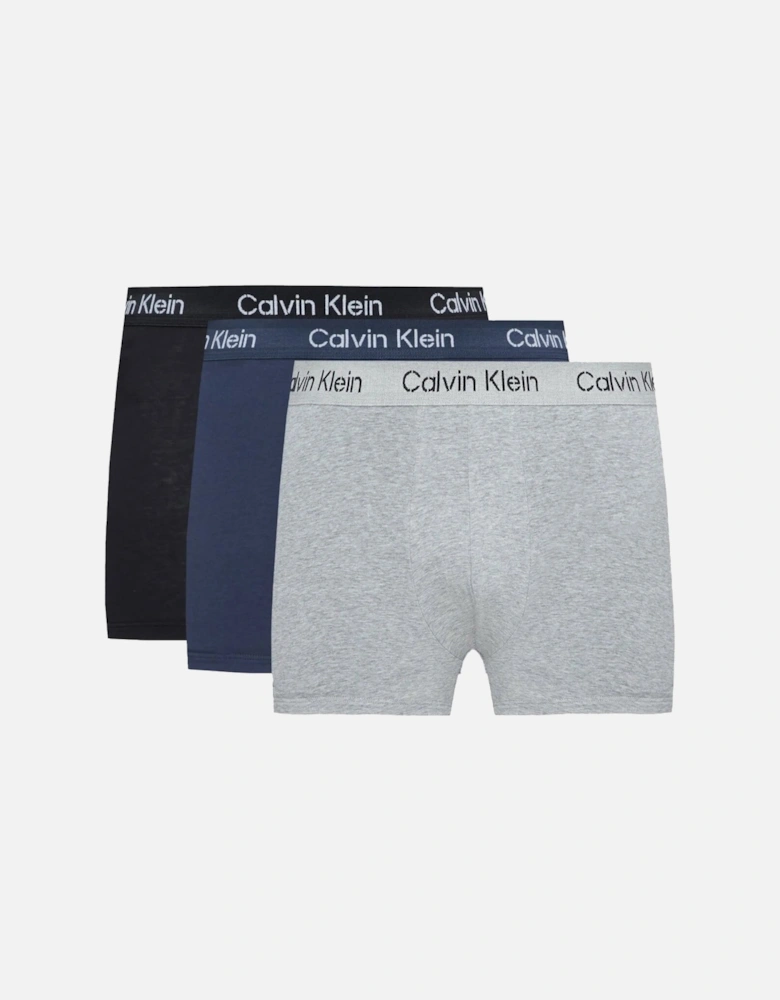 Stencil Logo Cotton Stretch Boxers Black,Blue,Grey (3 Pack)