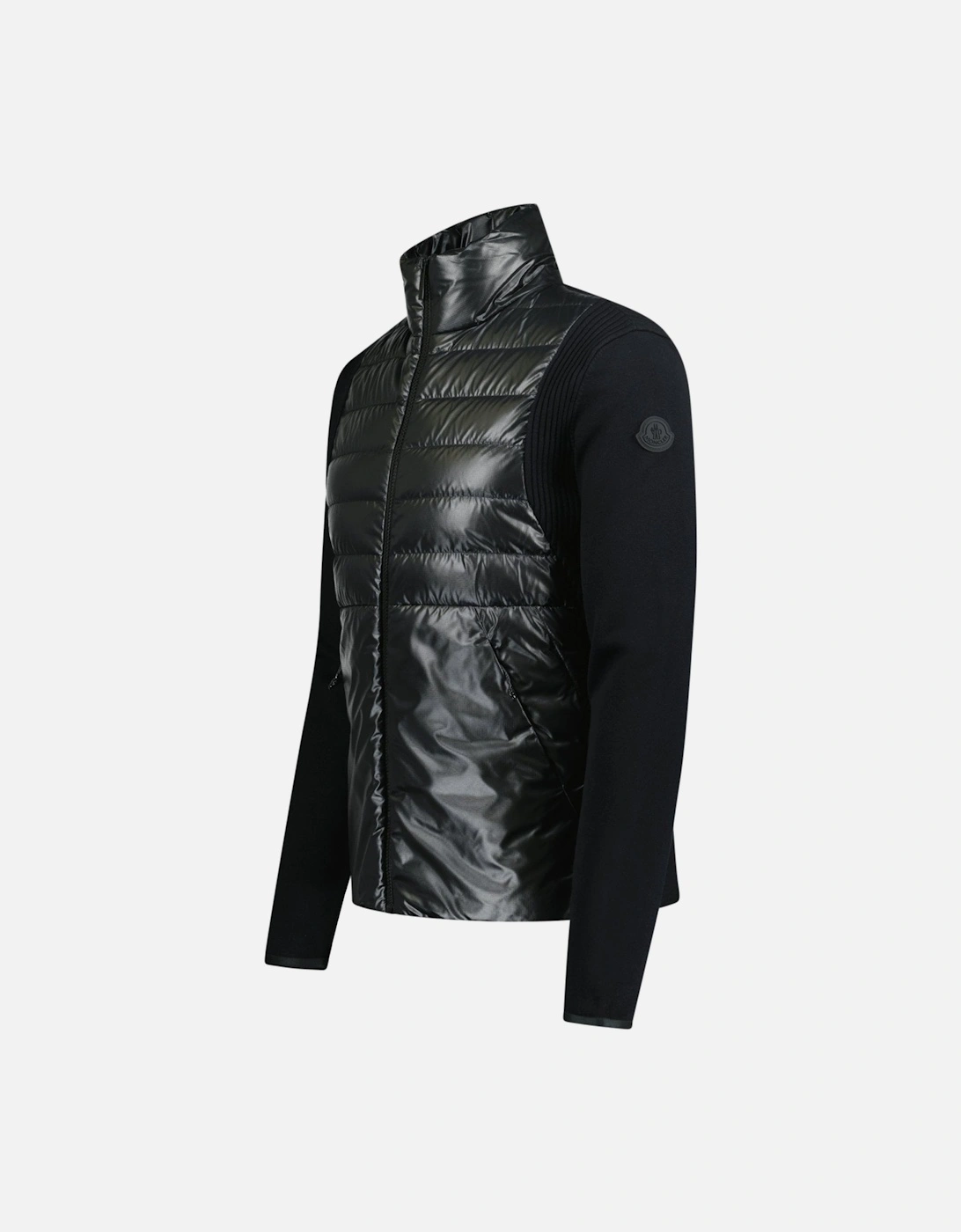 'Cardigan Tricot' Padded Knit Zip Jacket Black