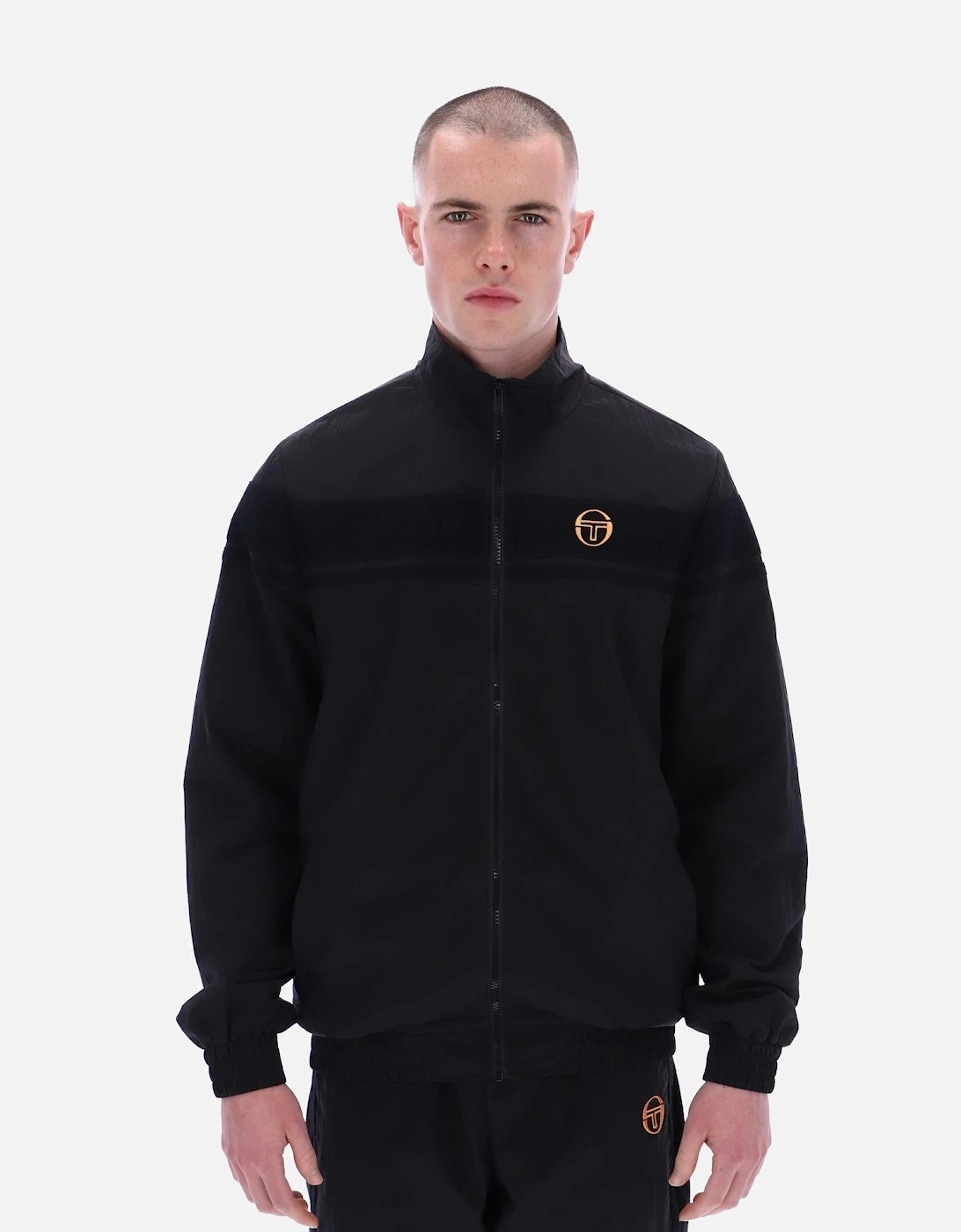 Sergio Tacchini Men's Orange Black Track Jacket - : 42/Regular Xl