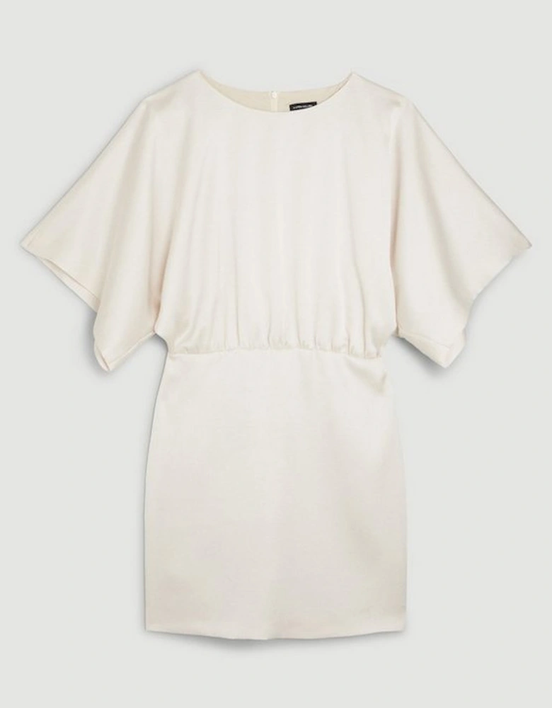 Satin Back Crepe Angel Sleeve Mini Dress