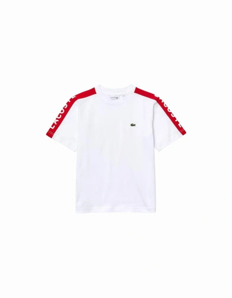 Kids’ Cotton Logo Trim T-Shirt White/Red