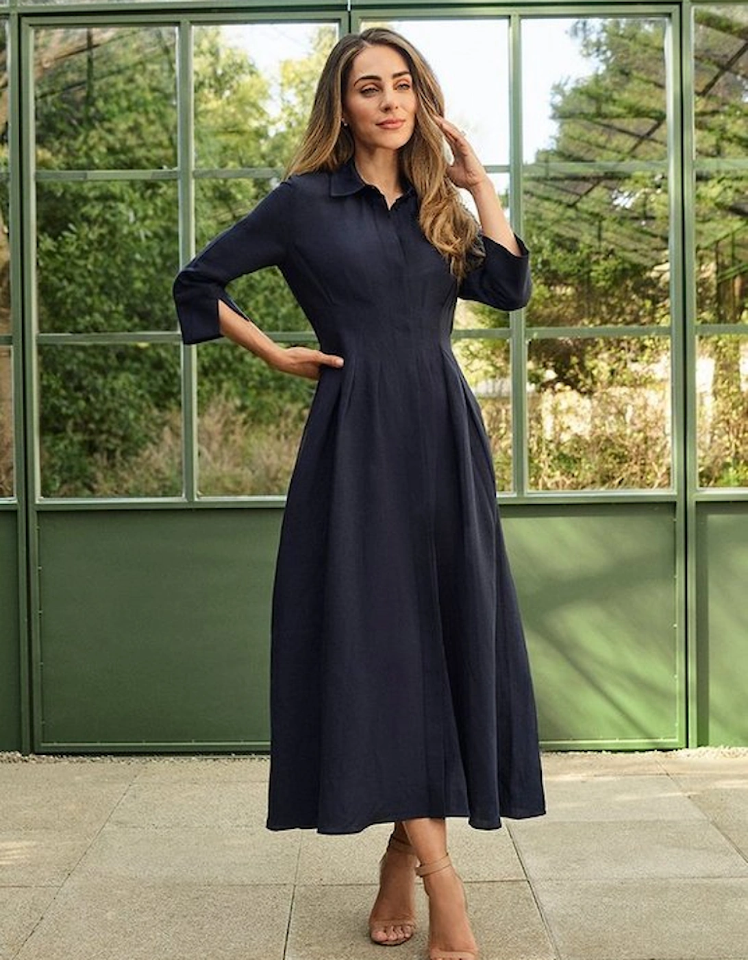 Lydia Millen Premium Tailored Linen Darted Waist Midi Dress, 2 of 1