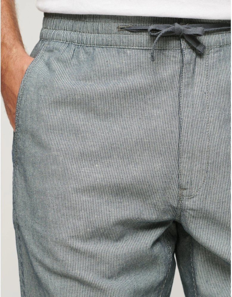 Drawstring Linen Trousers - Blue