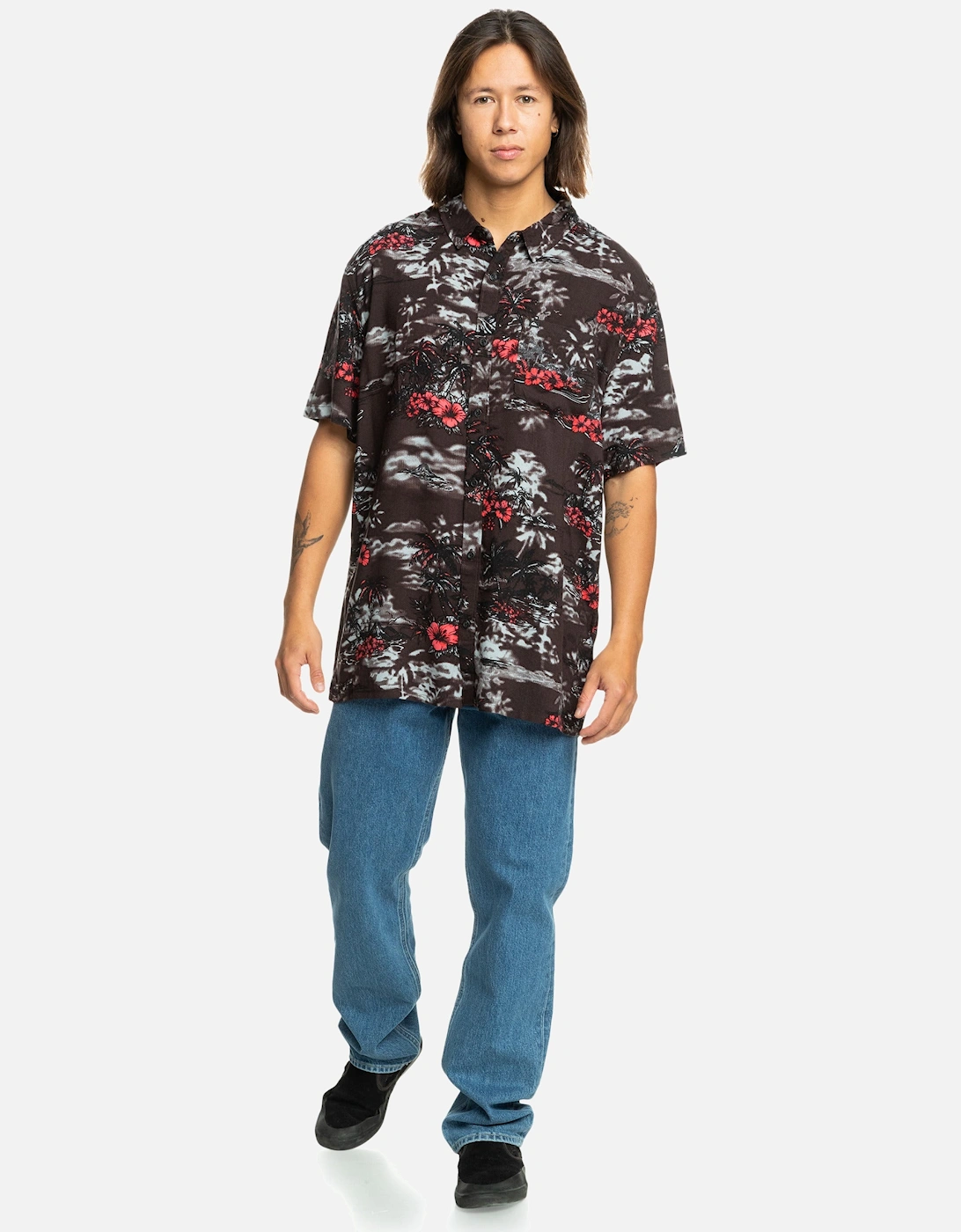 Mens Longmanhil Casual Hawaiian Print Button-Down Short Sleeve Shirt, 14 of 13