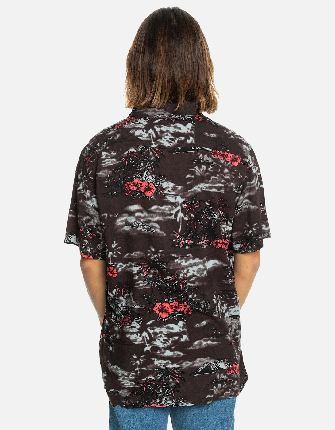 Mens Longmanhil Casual Hawaiian Print Button-Down Short Sleeve Shirt
