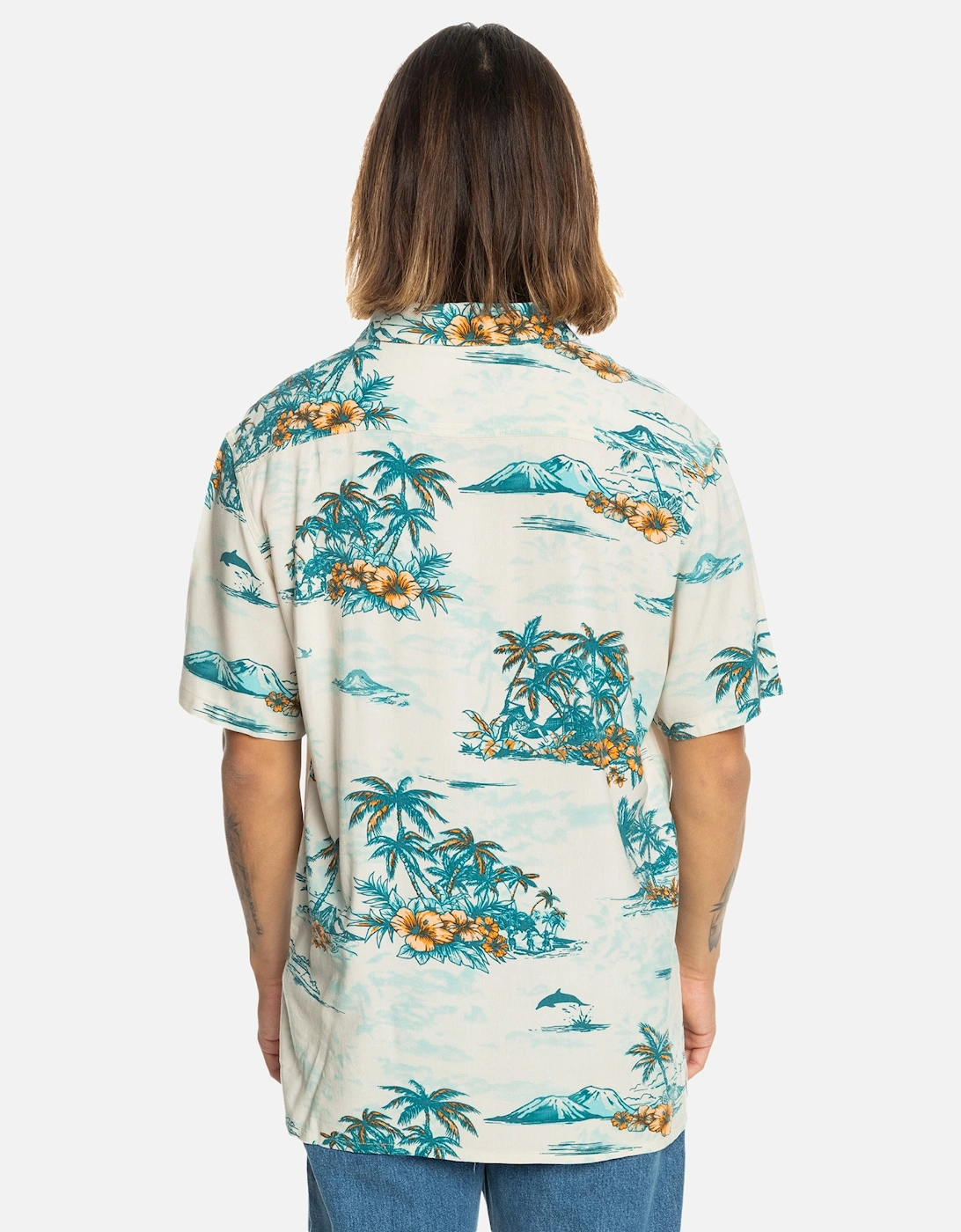 Mens Longmanhil Casual Hawaiian Print Button-Down Short Sleeve Shirt