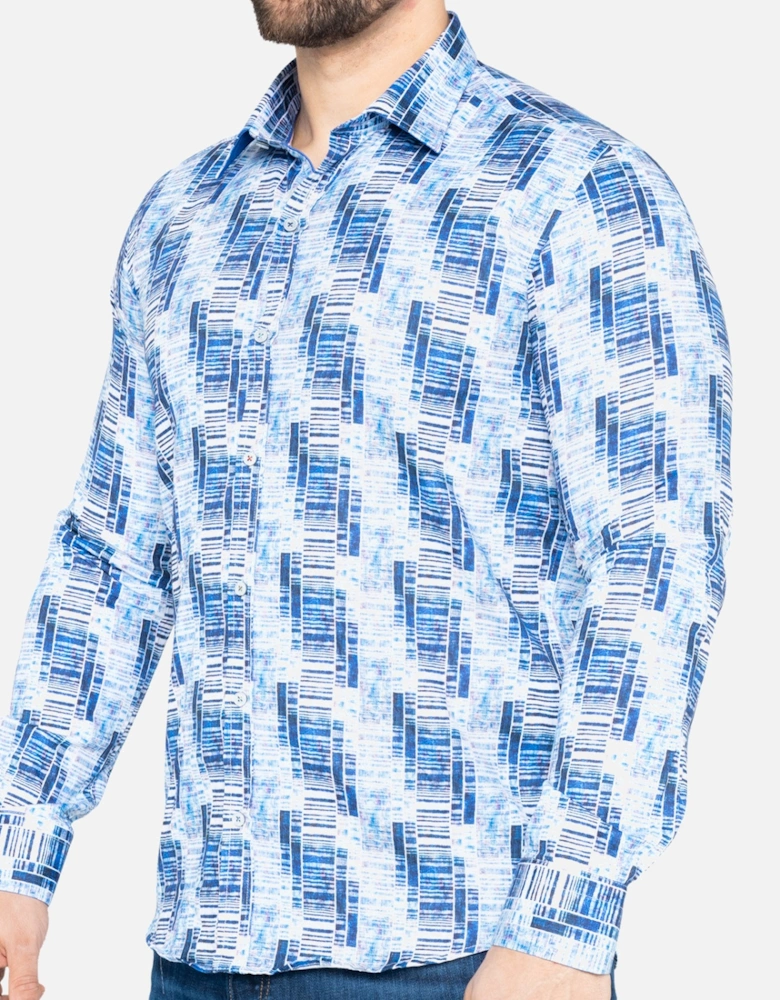 Mens Weave Print Shirt (Navy)