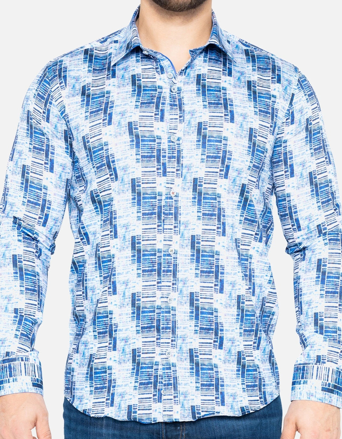 Mens Weave Print Shirt (Navy), 8 of 7