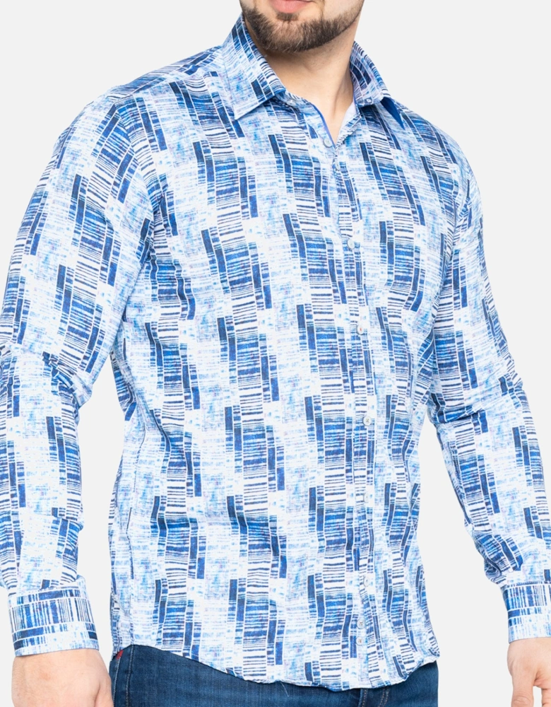 Mens Weave Print Shirt (Navy)