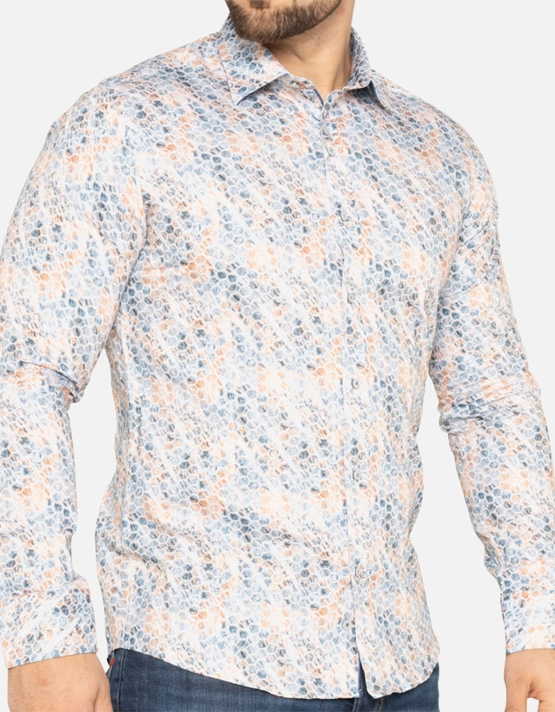 Mens Honeycomb Print Shirt (Blue)