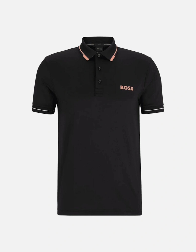Paul Print Logo Slim Fit Black/Orange Polo Shirt