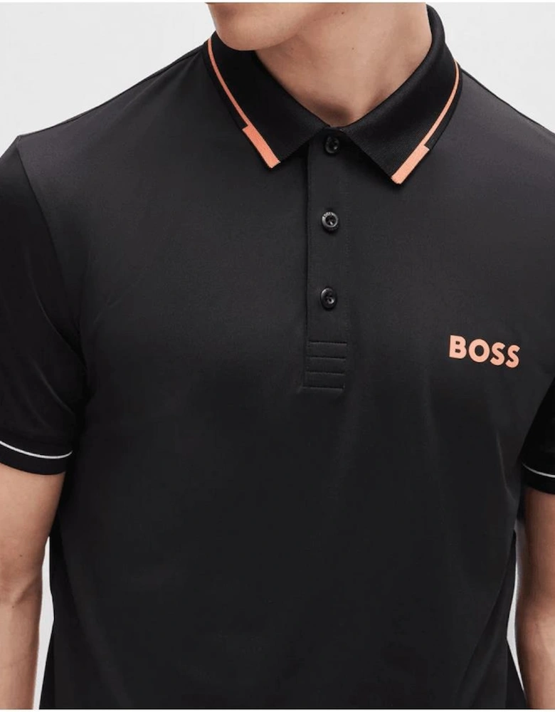 Paul Print Logo Slim Fit Black/Orange Polo Shirt