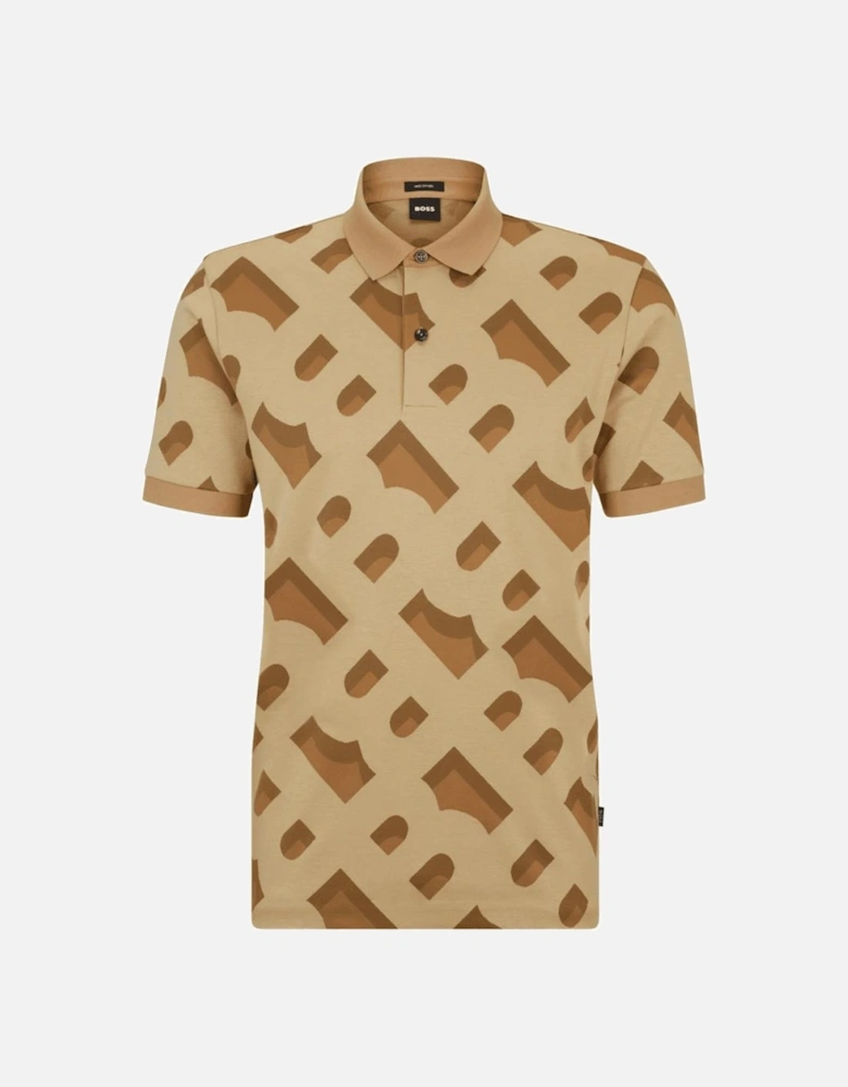 Prout 419 Monogram Regular Fit Beige Polo Shirt