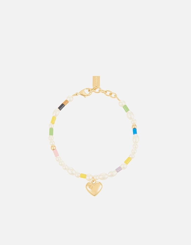 Pearl Heart Flex Gold-Plated Bead Bracelet