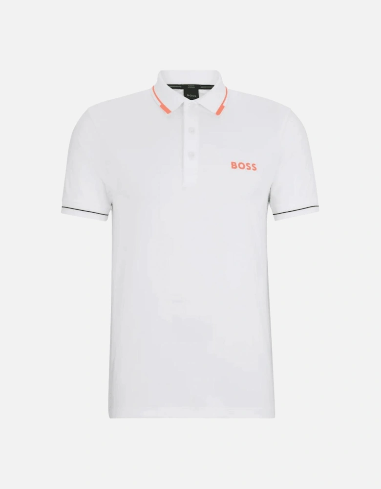 Paul Print Logo Slim Fit White/Orange Polo Shirt