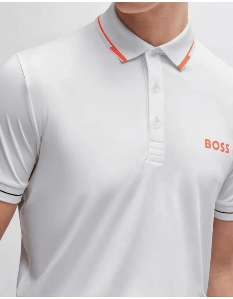 Paul Print Logo Slim Fit White/Orange Polo Shirt