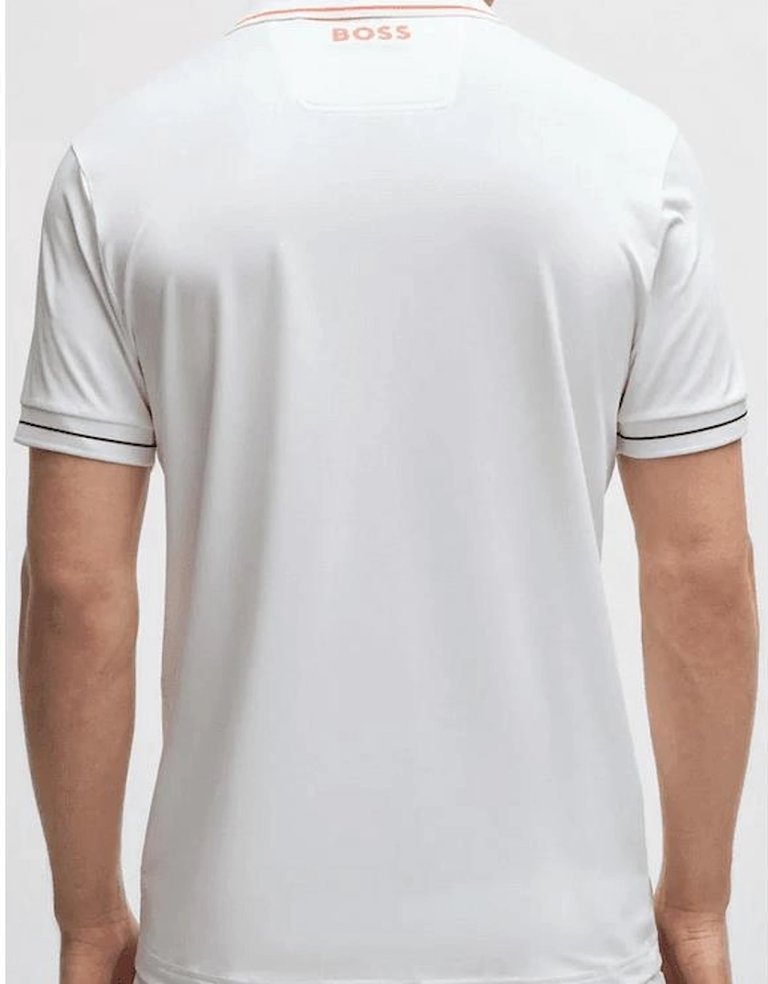 Paul Print Logo Slim Fit White/Orange Polo Shirt