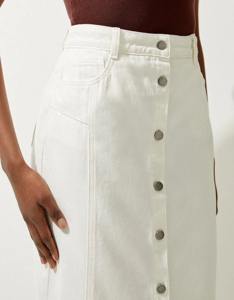 Denim Button Through Midi Skirt