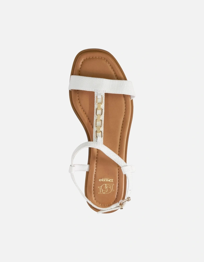 Ladies Lottys - Chain Detail Croc-Effect Flat Sandals
