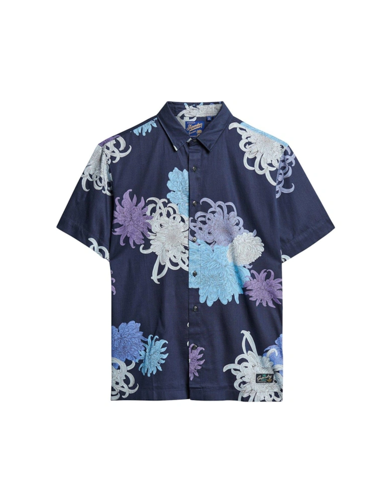 Hawaiian Box Fit Shirt - Navy