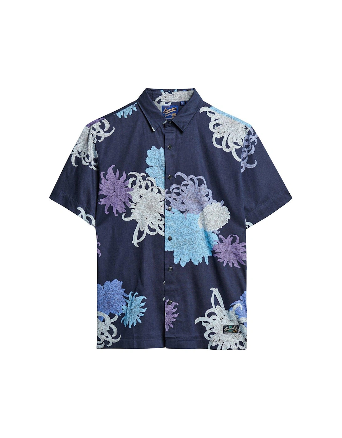 Hawaiian Box Fit Shirt - Navy