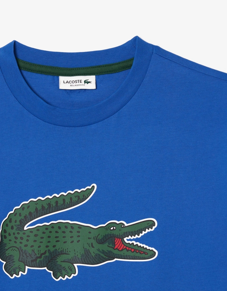 Boy's Blue Crew Neck T-shirt With Large Crocodile Logo