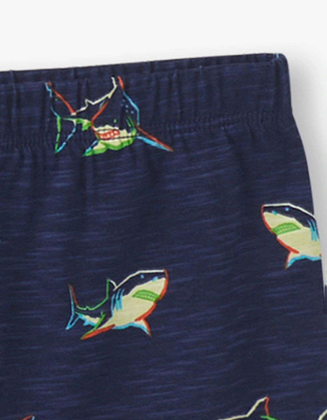 Boys Glow Sharks Short Pyjama Set - Patriot Blue