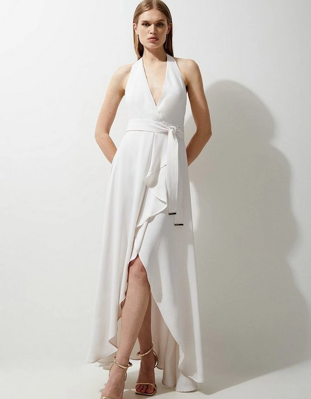Soft Tailored Waterfall Halter Maxi Dress, 4 of 3