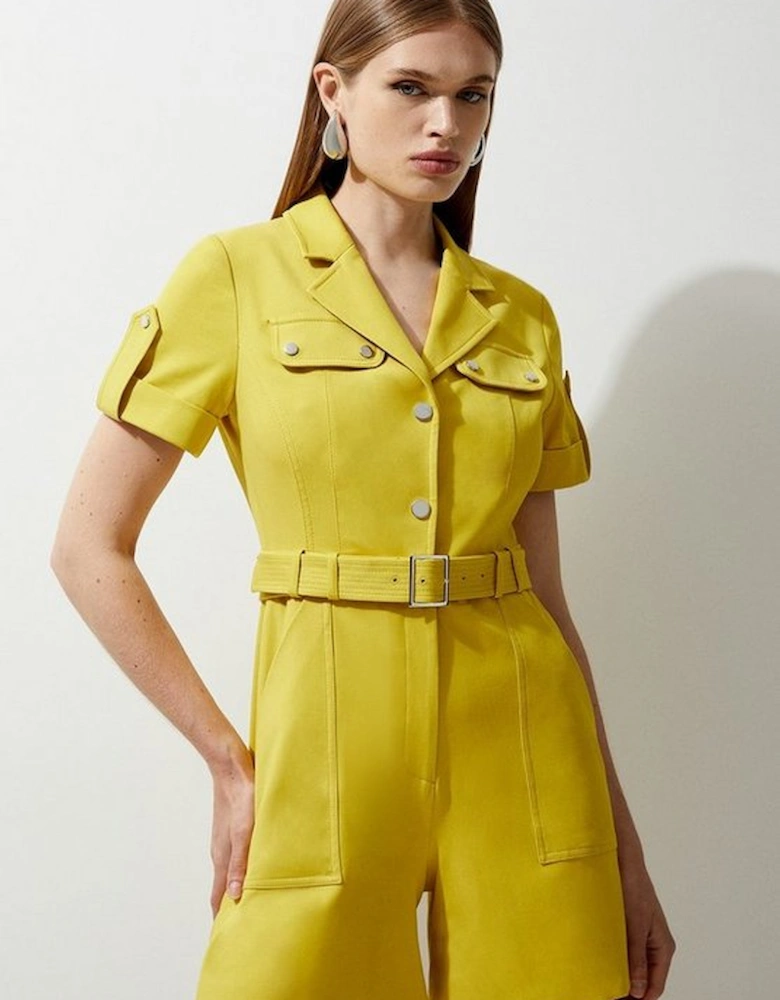Tailored Cotton Stretch Belted Playsuit