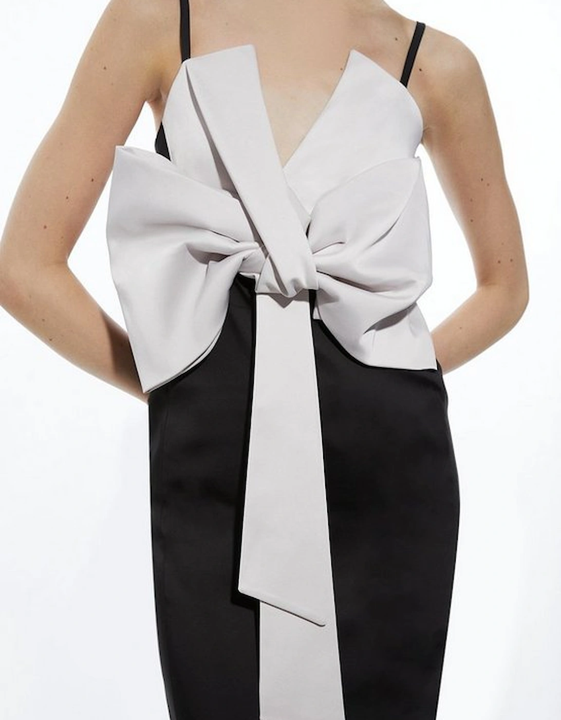 Tailored Satin Bow Detail Midi Dress
