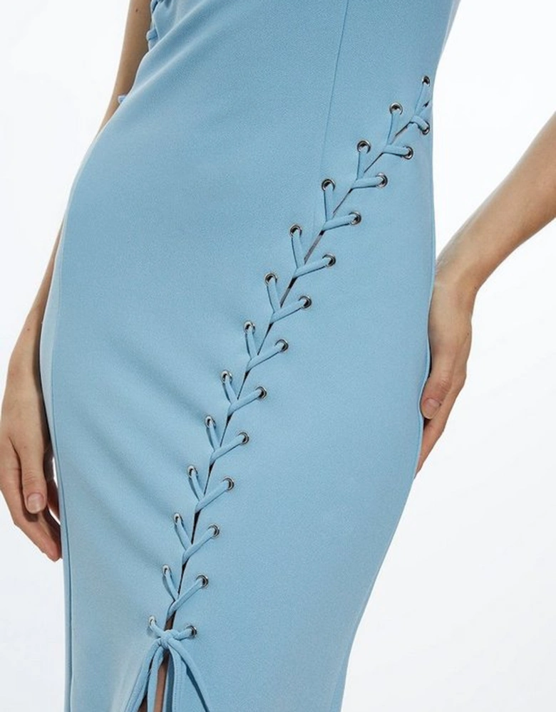 Figure Form One Shoulder Lace Up Woven Midi Dress