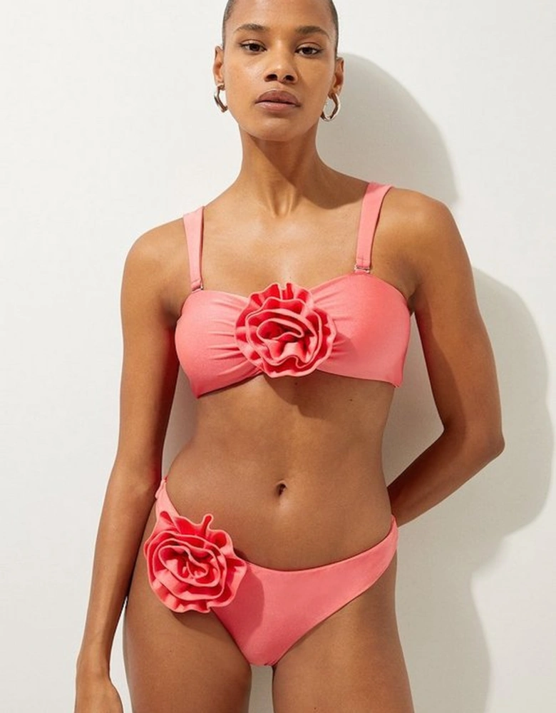 Rosette Detail Bandeau Bikini Top