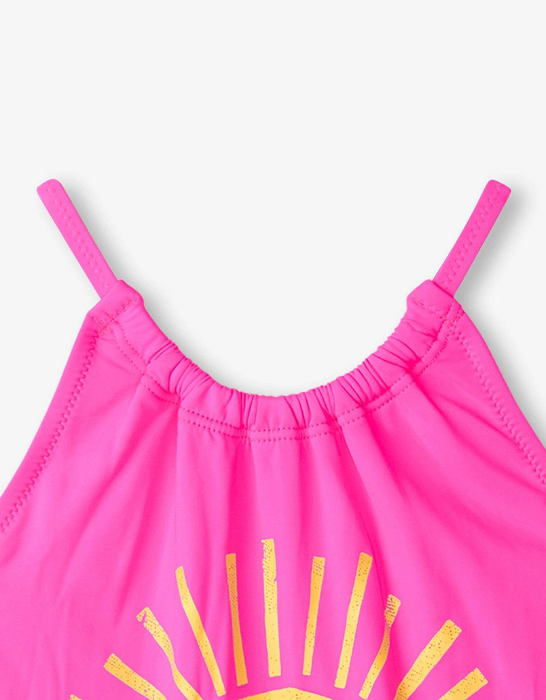 Girls Sunrise Gather Front Swimsuit - Neon Pink