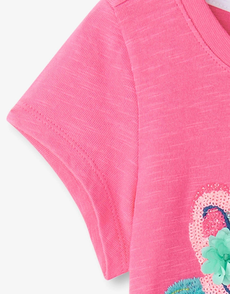 Girls Pretty Cheetah Graphic Short Sleeve T-Shirt - Azalea Pink
