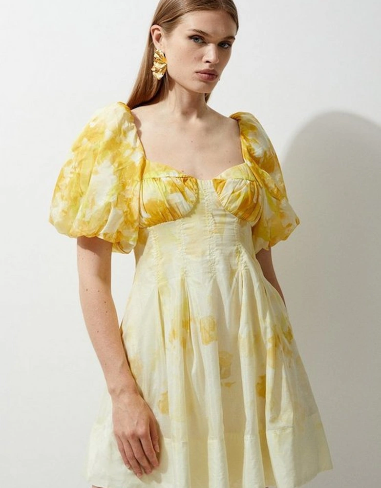 Silk Cotton Trailing Floral Mini Dress