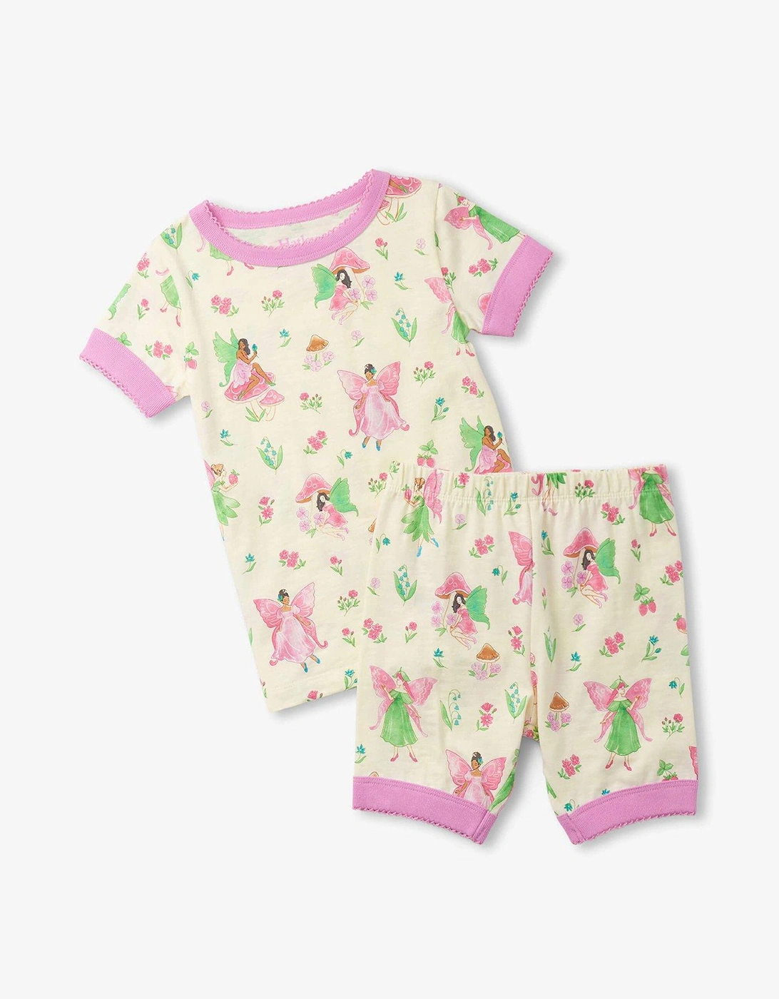 Girls Forest Fairies Cotton Short Pyjama Set - Cannoli Cream