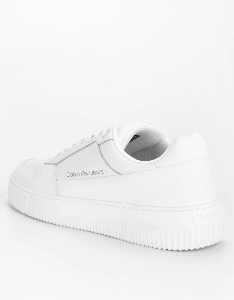 Chunky Cupsole Low Leather Trainer - White