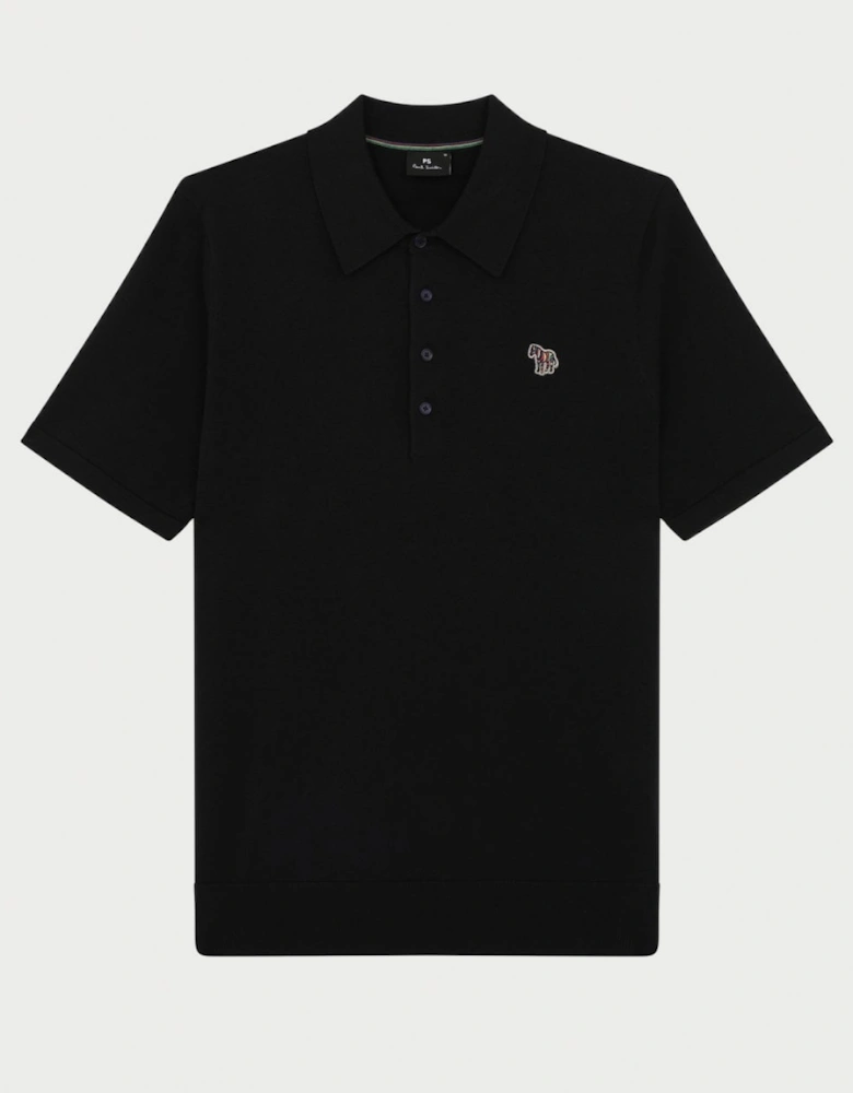 PS Mens Short Sleeve Knitted Polo Shirt With Zebra Badge