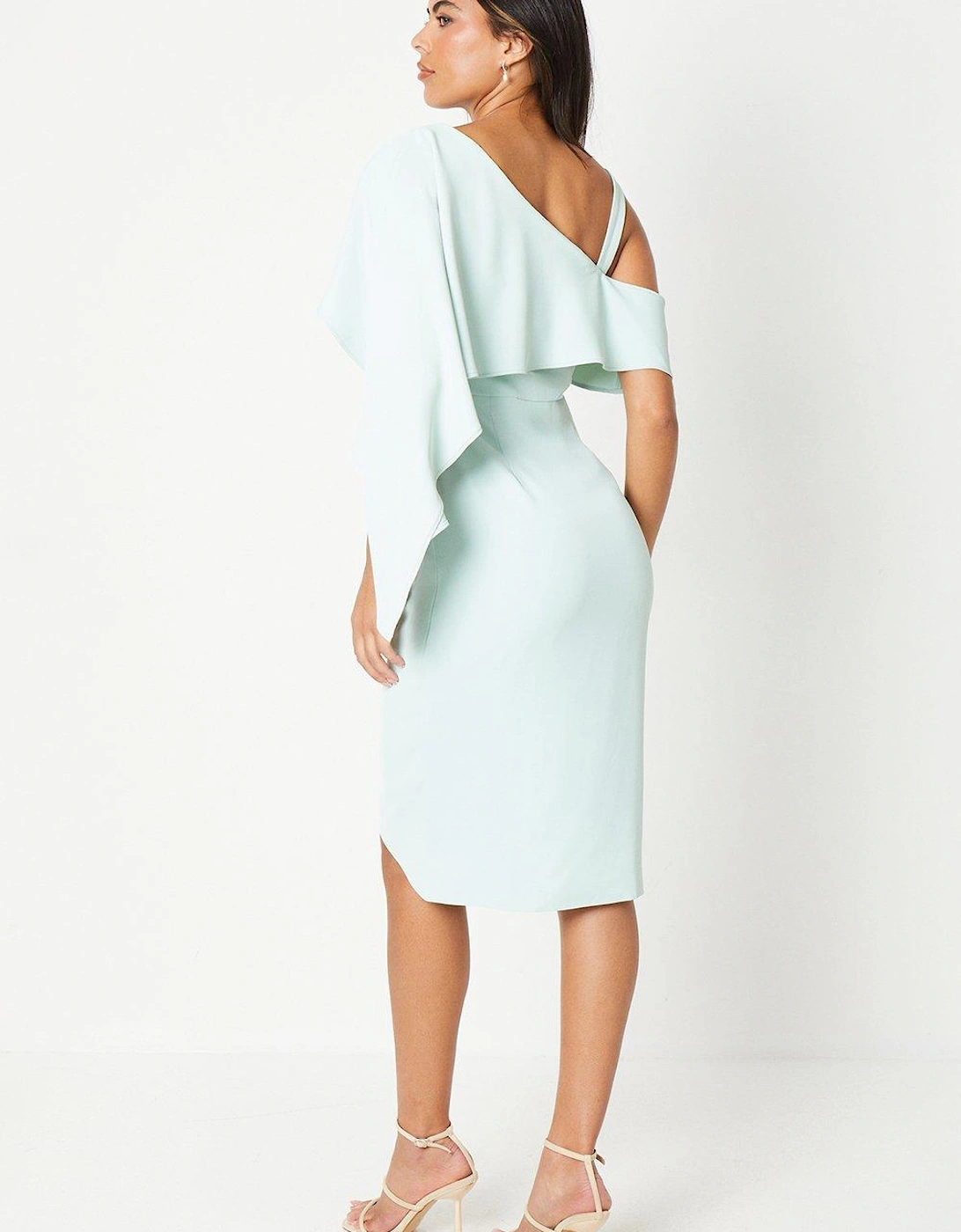 Crepe Dress With Asymmetric Shoulder Detail