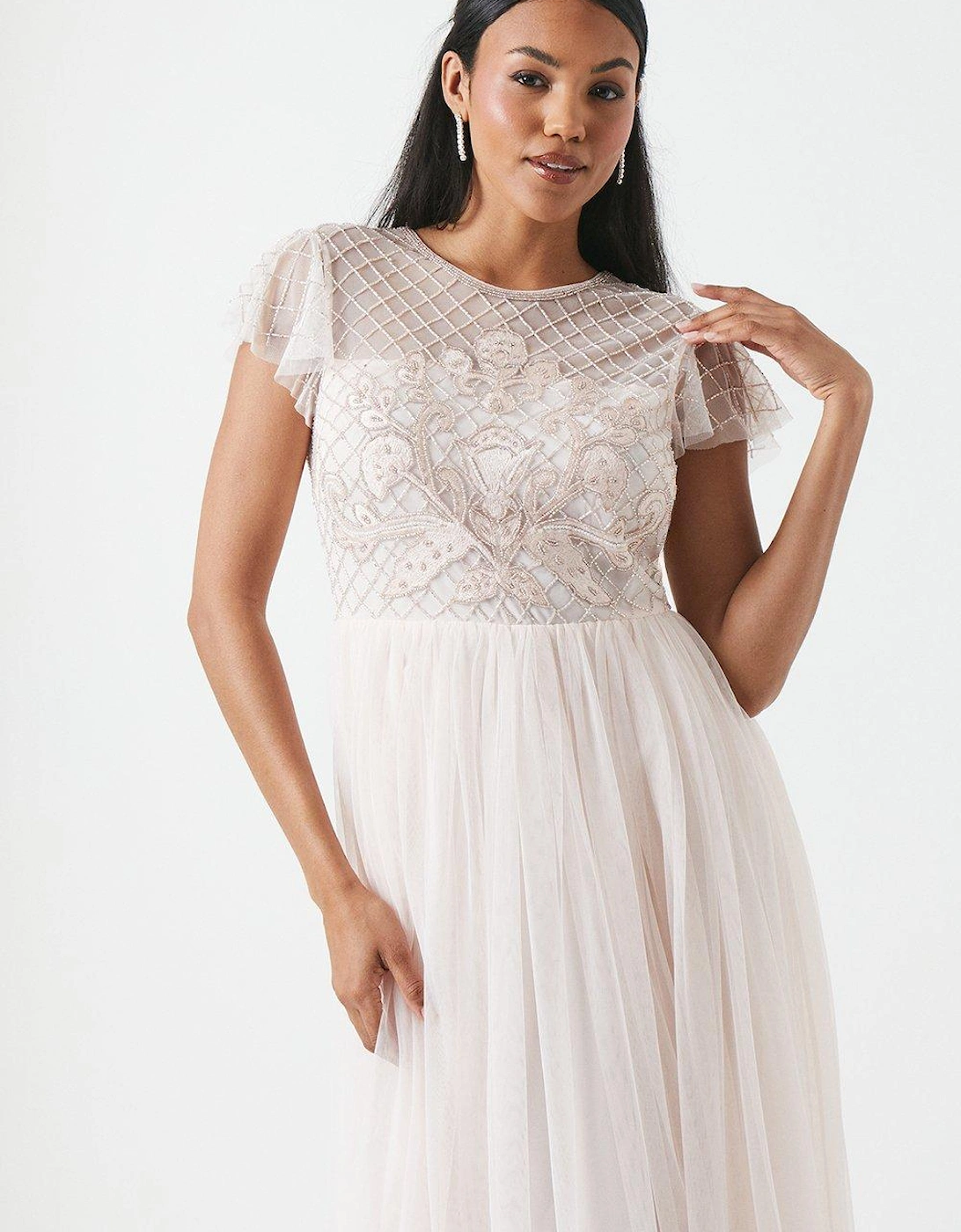 Baroque Embellished Angel Sleeve Two In One Bridesmaids Dress