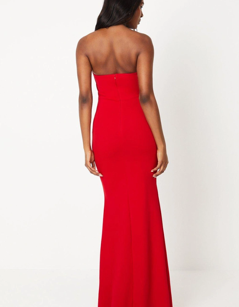Bandeau Maxi Gown With Rose Corsage