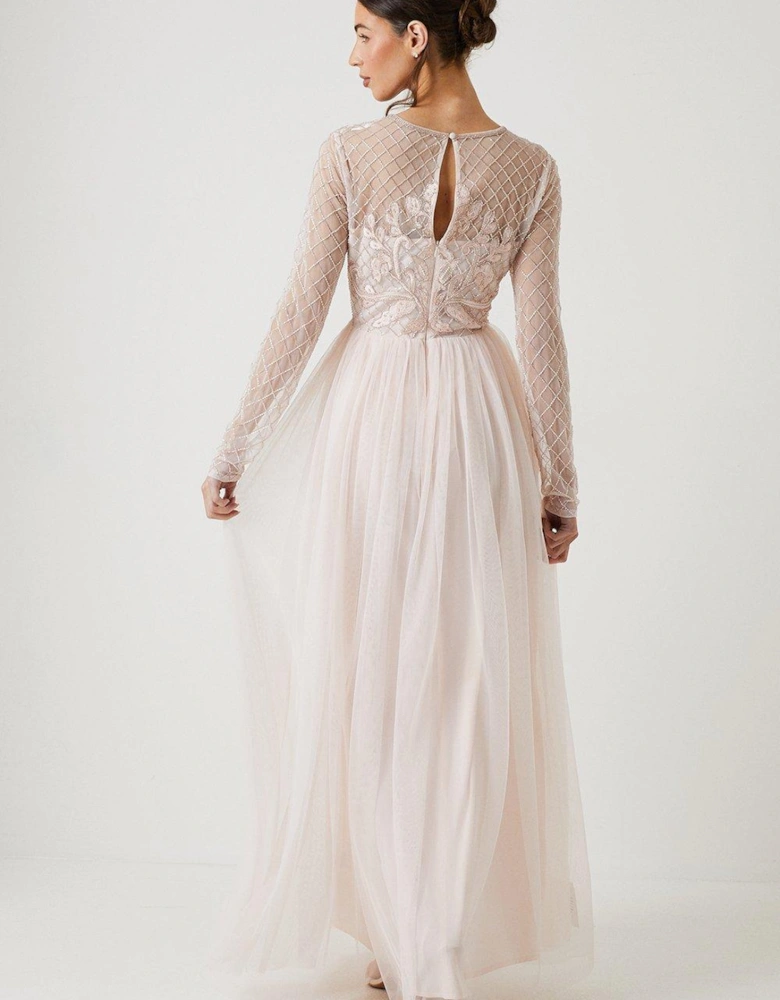 Baroque Embellished Mesh Two In One Bridesmaids Dress