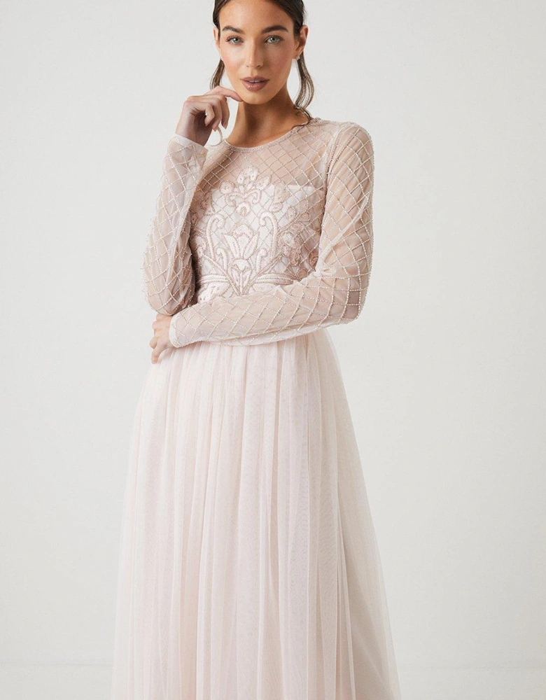 Baroque Embellished Mesh Two In One Bridesmaids Dress