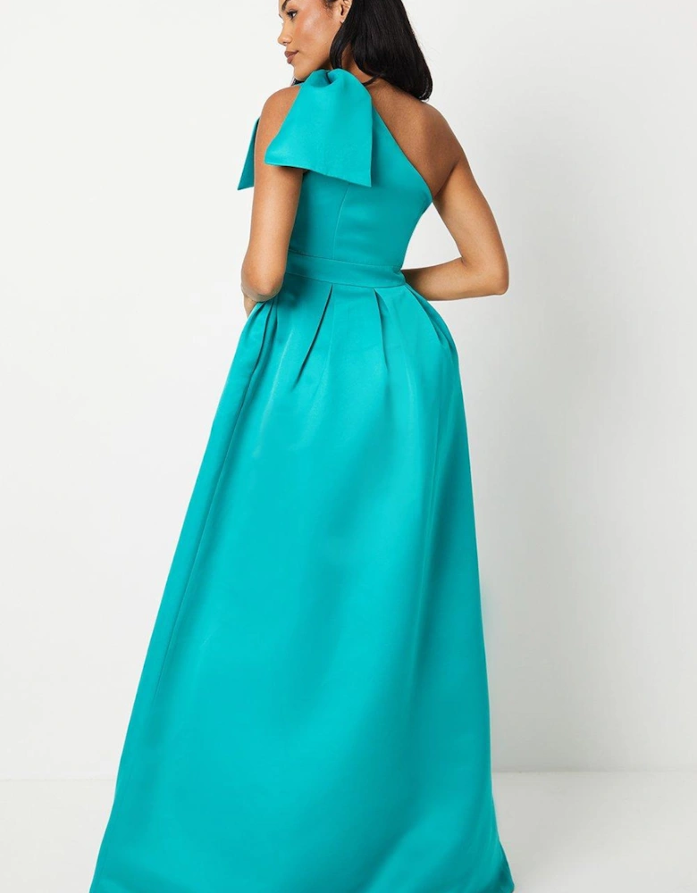 Bow One Shoulder Full Skirted Gown