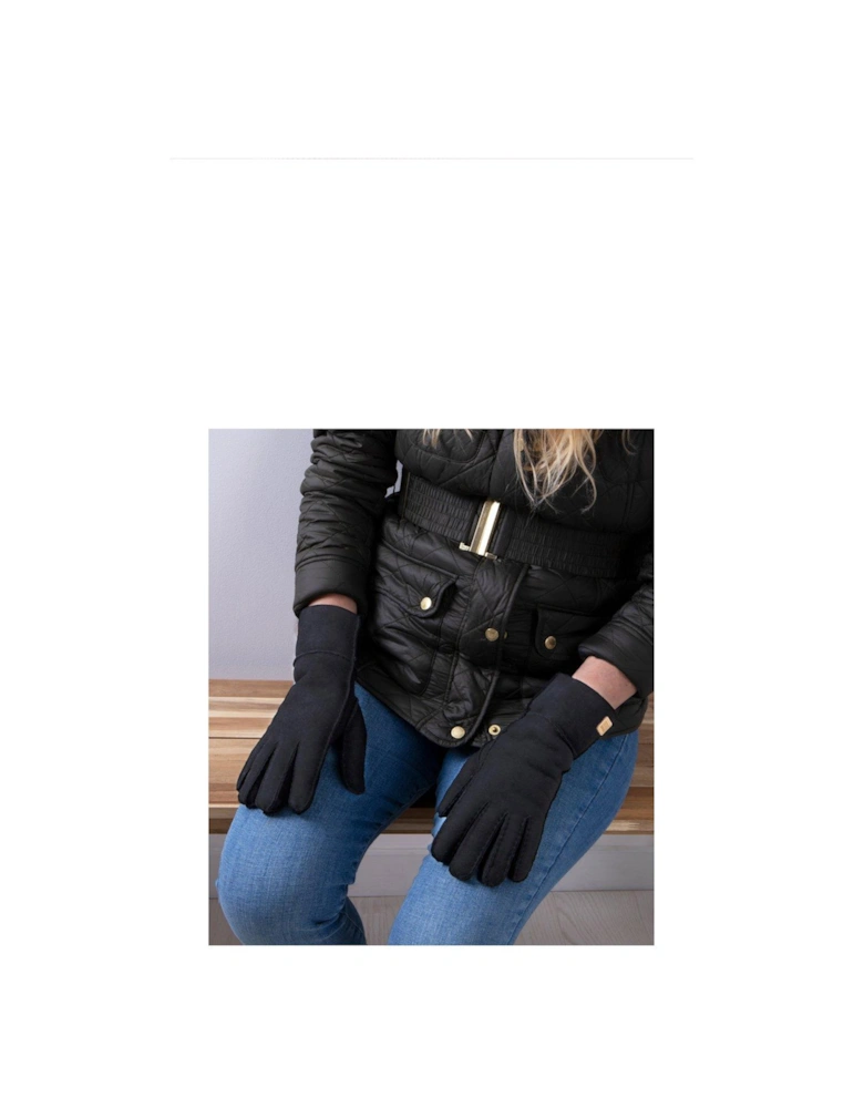 Charlotte Sheepskin Gloves - Black