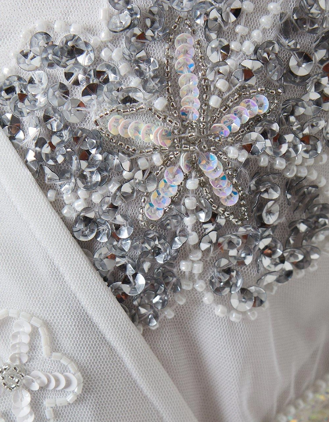 Floral Embellished Wrap Bridal Mini Dress