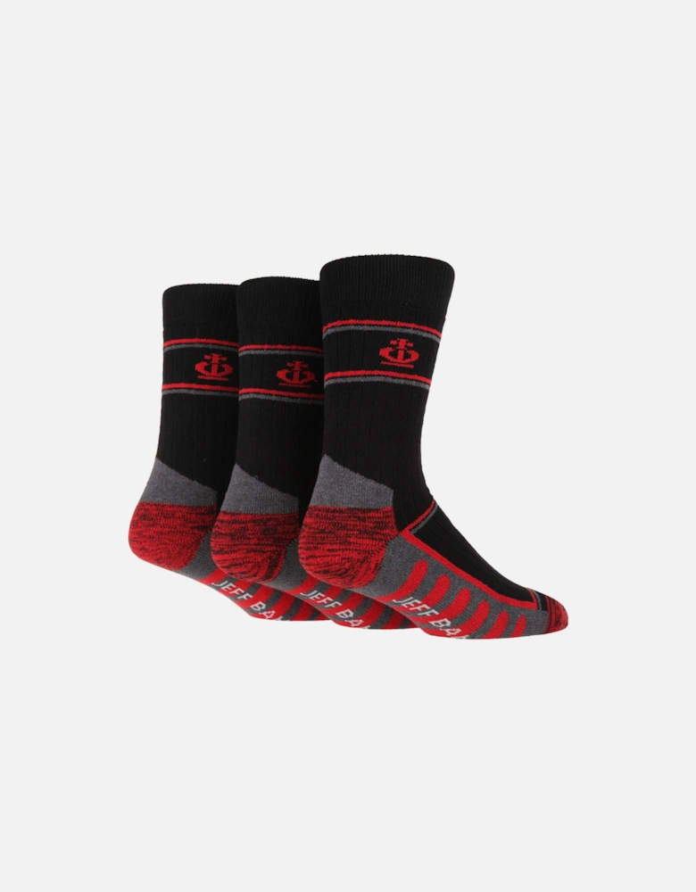 3PK 7-11 MENS SOCKS 3PK WORK SOCKBLACK WITH RED DETAIL